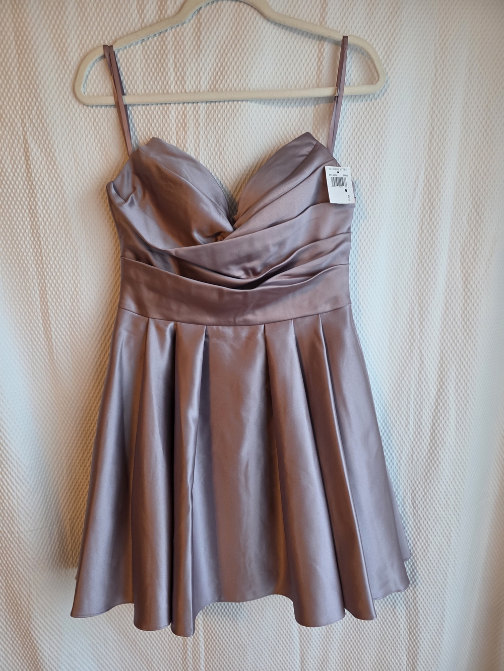 Blondie Nites Satin Homecoming Dress Mauve Pink Cocktail Mini Sz 9 NWT